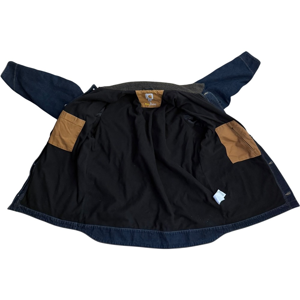 Carhartt Full Swing Chore Coat Denim Sherpa Fleece Lined Jacket XL Blue Great - Picture 13 of 14